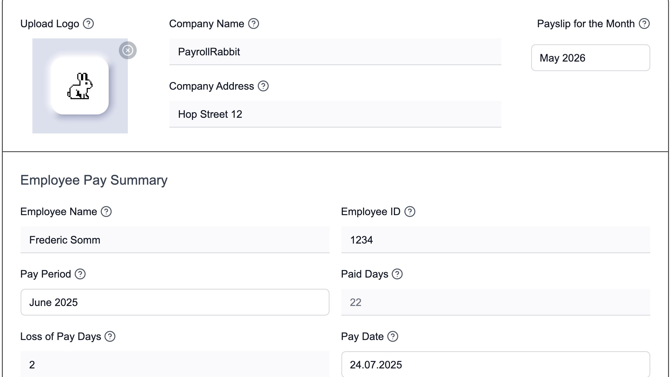Fully Customizable Payslips